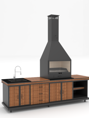 80 CM DAVLUMBAZLI 260 CM TEZGAHLI METAL BARBEKÜ
